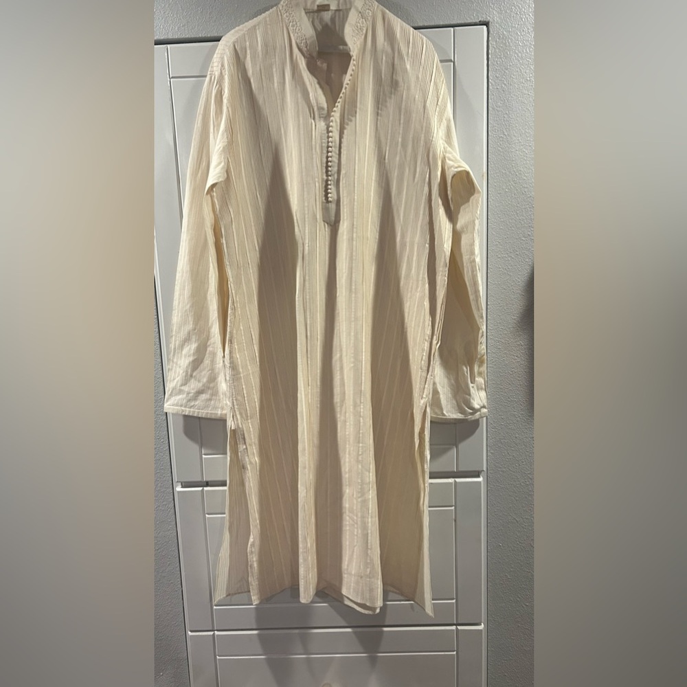 Cream Long Sleeve Tunic Zari